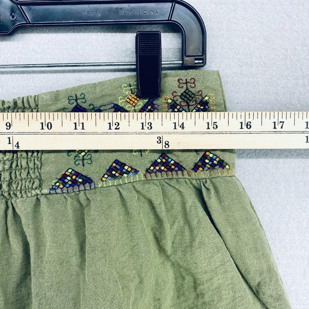 Maeve Cottagecore Skirt Womens 8 Green Embroidered Mini Costal Cowgirl Boho - Picture 8 of 11